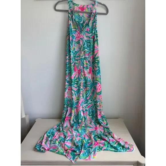 NWOT LILLY PULITZER SIZE  LULIANA TIERED MAXI DRESS *ONE IN A MELON*, Med $198 - Picture 6 of 9